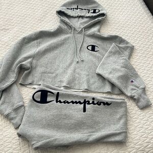 Champion Cropped Hoodie & Jogger Set